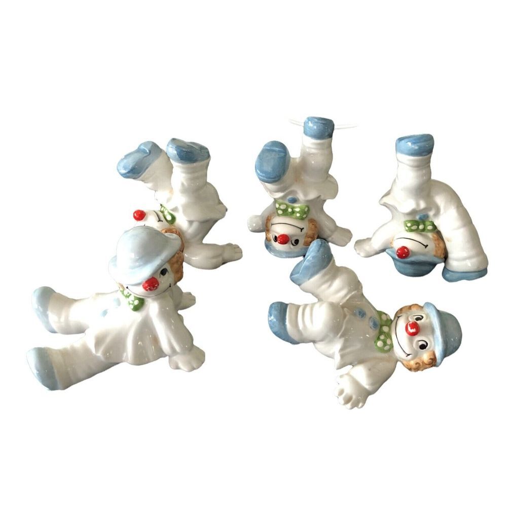 Vintage Fitz & Floyed 1978 Tumbling Clown figurines Handpainted Set Of 5 Clowns